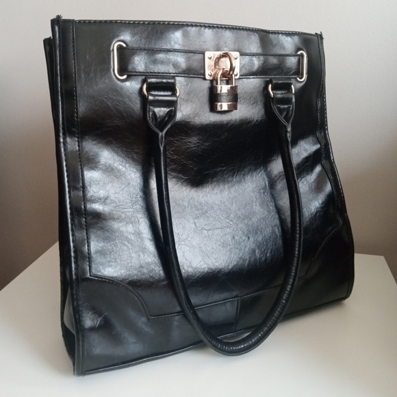 🖤👜 Black & Gold Tote Bag | Jessica | Laptop Work School Travel | 14" x 14" - Picture 3 of 11